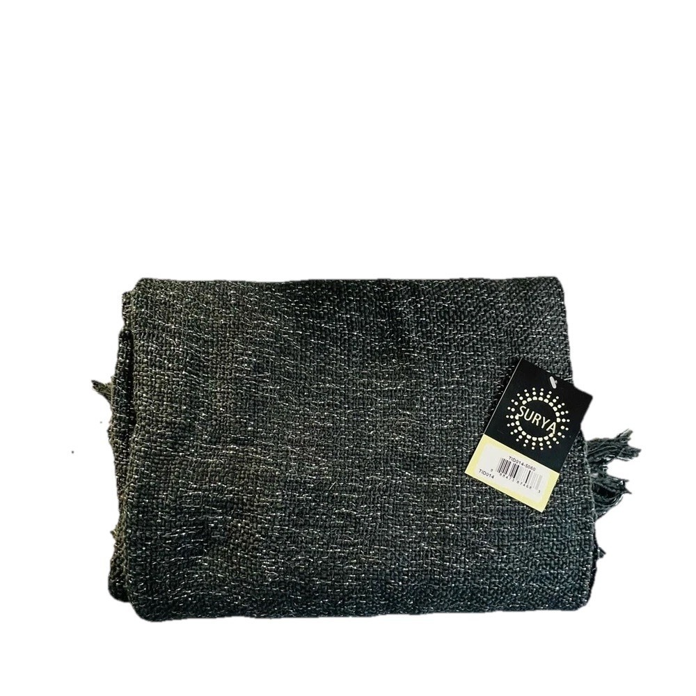 Surya Throw, Size: 50" x 60", Woven‎ 95% acrylic, 5% lurex Color: Charcoal, NWT